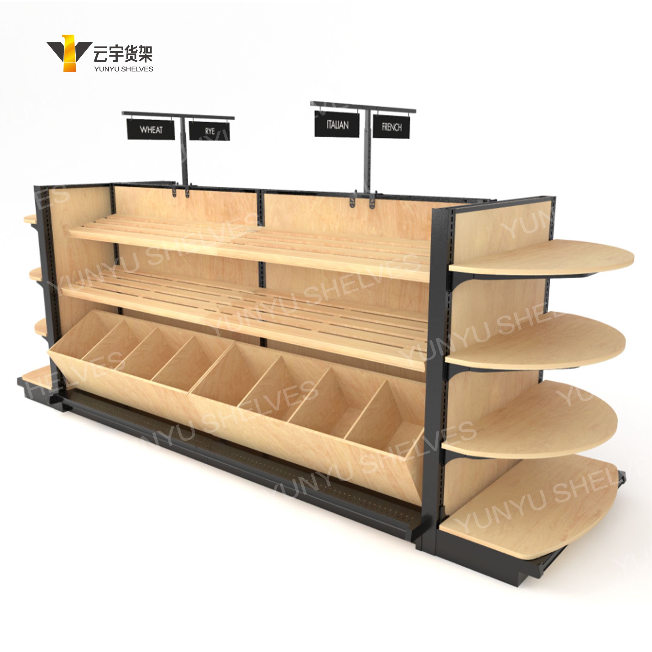 【3118云顶集团货架】铁木结构零食货架:美观实用的陈列新选择,为零售空间提效赋能!